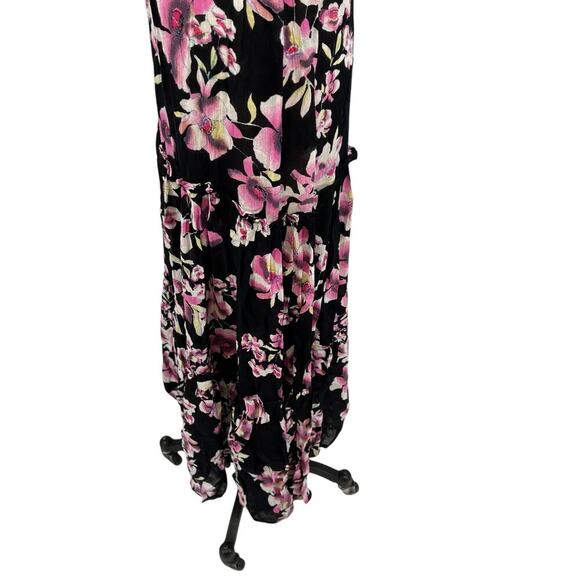 Free People Garden Party Maxi Dress Black Pink Floral Print Smocked Size XS - Picture 8 of 14